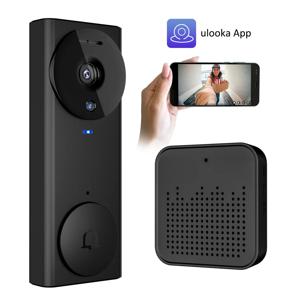 2.4G Wi-Fi HD Video Doorbell Two-Way Audio Smart Video Doorbell 110° Wide Angle Night Vision for Home Office Warehouse