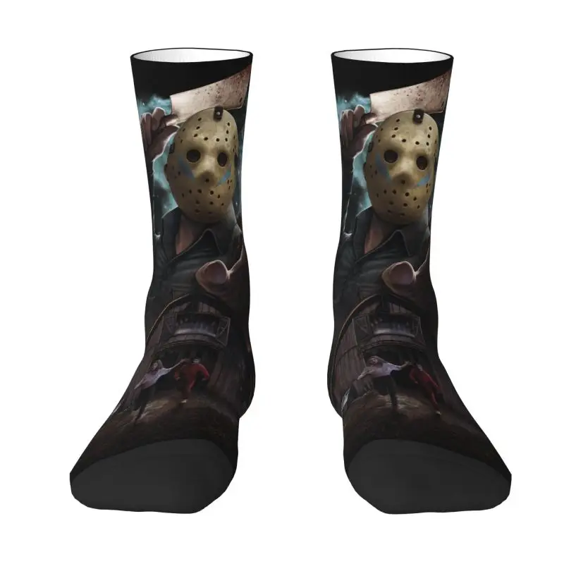 

Fashion Halloween Horror Movie Socks Men Women Warm 3D Print Basketball Sports Crew Socks