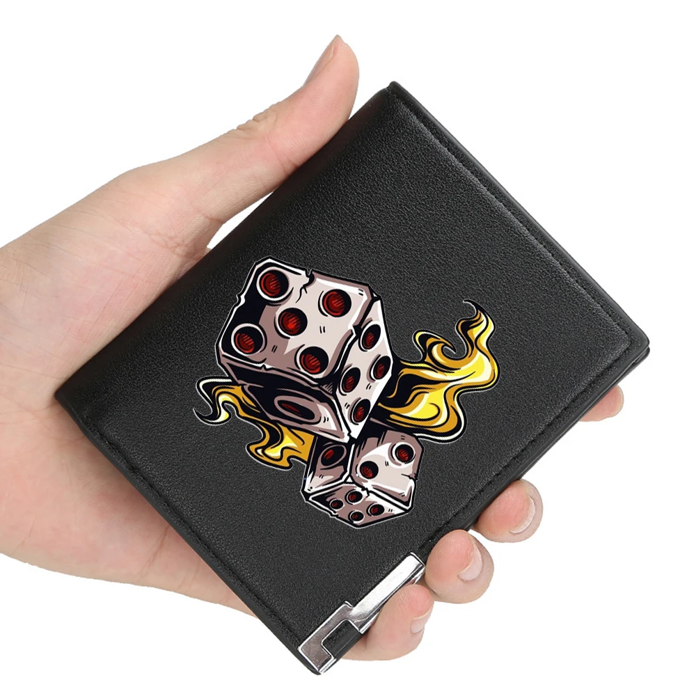 New Arrivals dices with flame Casino games Printing Pu Leather Wallet Men Women Billfold Credit Card Holders Short Purses