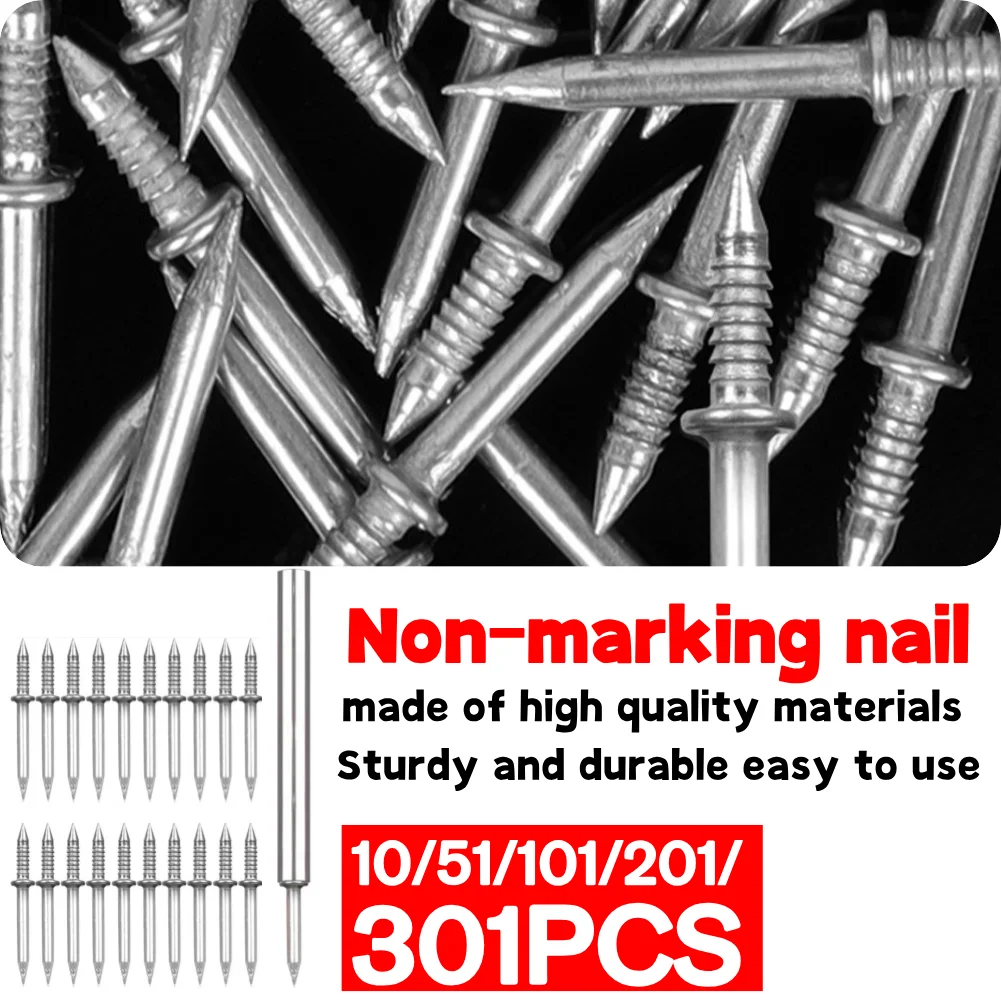 10/51/101pcs Double Head Nails Anti-Rust Seamless Nails Easy To Use Thread Screws Set Non-Marking for Solid Wood Skirting Boards