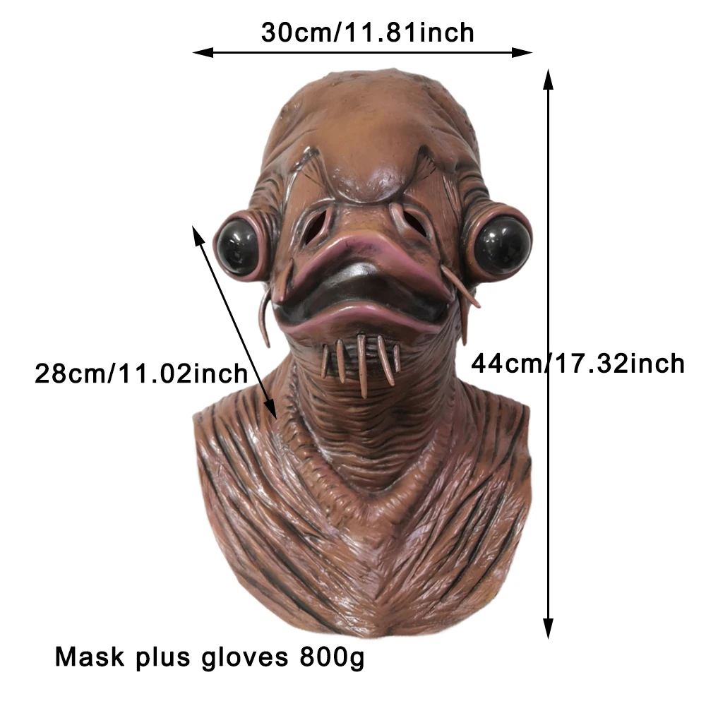 1Pc Realistic Brown Catfish Monster Mask Vivid Animal Latex Mask Full Face Wrap Cosplay Halloween Costume Props for Adults