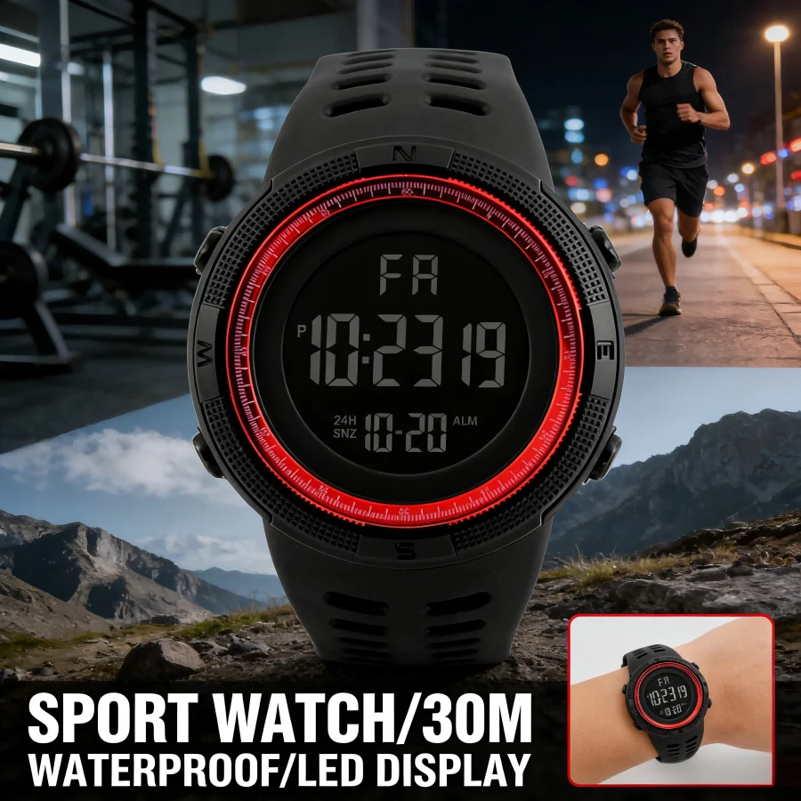 Men's Watch Sports Digital Watches for Man Big Dial Luminous Waterproof Alarm Clock Multifunction Military Electronic Wristwatch image 2