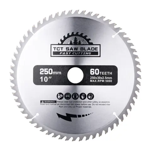 XCAN 10" 250mm Circular Saw Blade TCT Carbide Saw Blade Bore 30mm Wood Cutting Disc 40/48/60/80T Woodworking Saw Blade