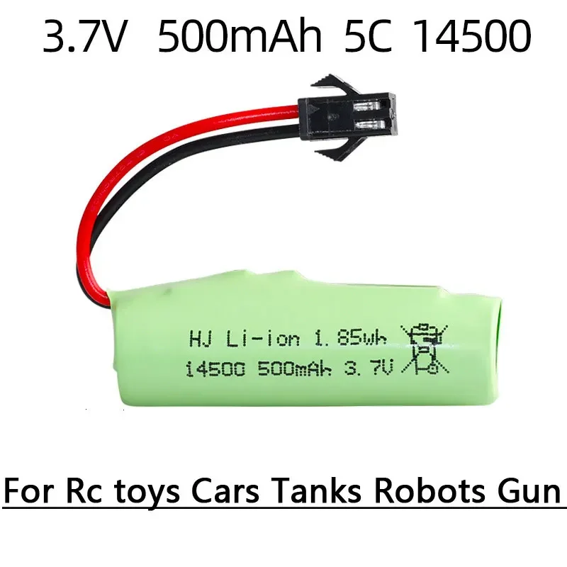 

3.7V 500Mah 14500 Lipo Battery + USB Charger Voor DE35 DE38 Dubbelzijdig Rc Tumbling Stunt Afstandsbediening Controle Auto