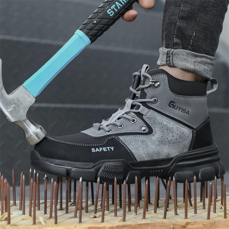 New Splicing Steel Toe Cap Boots Indestructible Prevent Smashing And Nails Safety Wrok Boots For Men Male Footwear Shoes