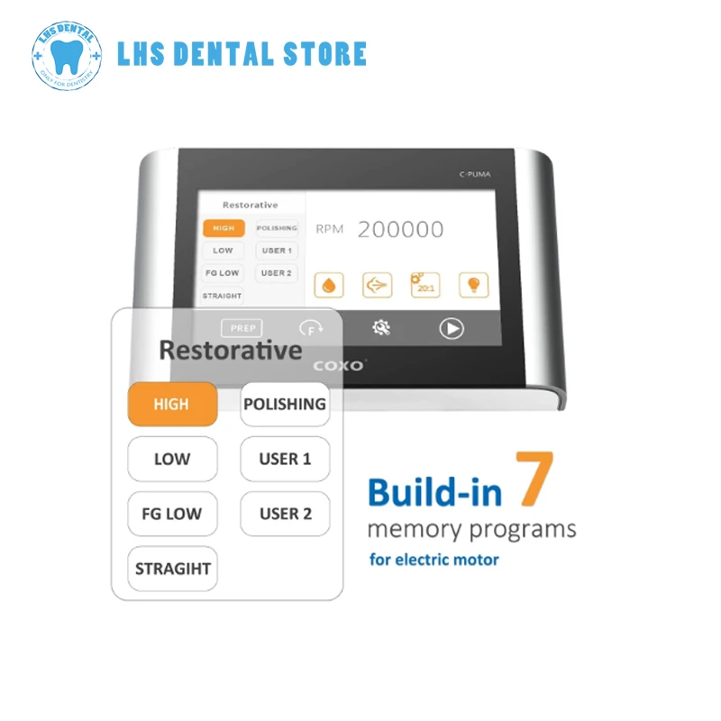 COXO C-Puma Master Electric Motor With 1:5 & 1:1 Contra Angle Full Touch  Micromotor  Dentistry Equipment