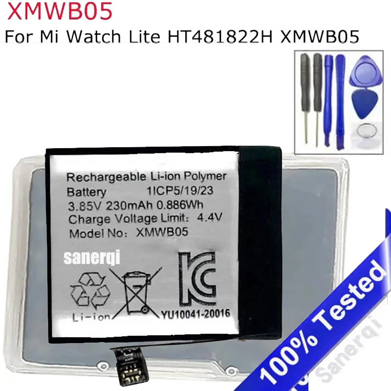 Replacement 230mAh Battery HT481822H XMWB05 Smart Watch Battery 481822 For Mi Watch Lite BATTERY + Free Tools