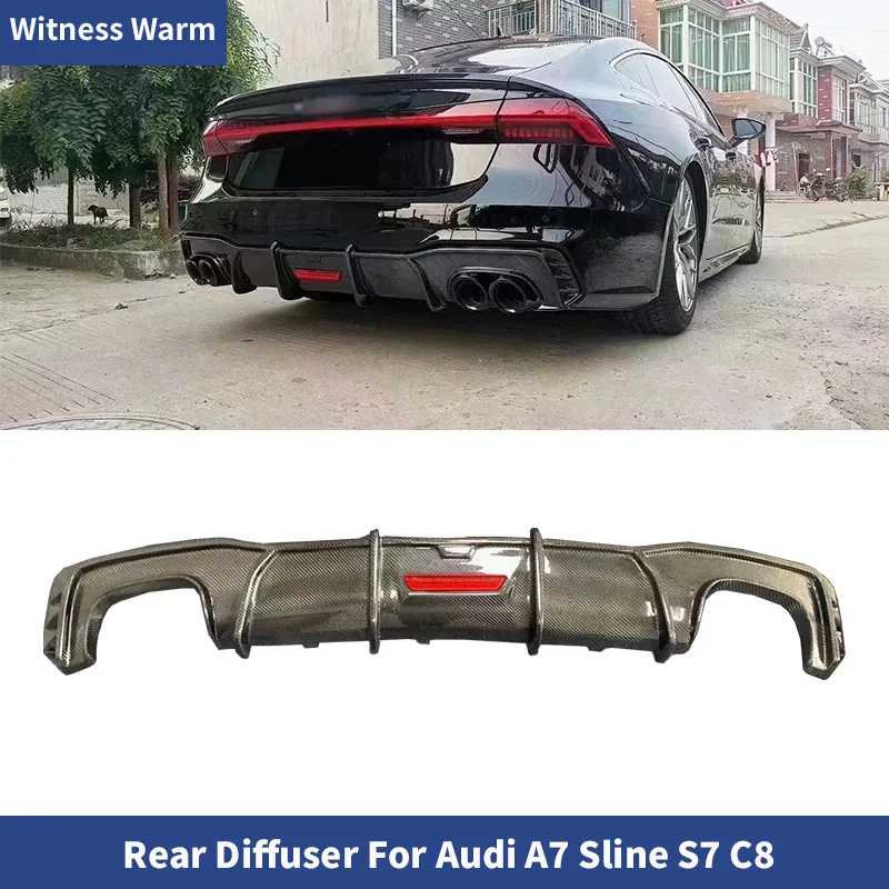 Carbon Fiber Car Rear Diffuser Bumper Lip Spoiler For Audi A7 Sline S7 C8 Rear Lip Apron 2019-UP