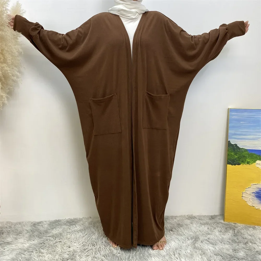 Eid Abayas pour femmes dubaï turquie caftan musulman Kimono Cardigan Ramadan Robe Jalabiya Robe Femme Musulman robes Robe de poche