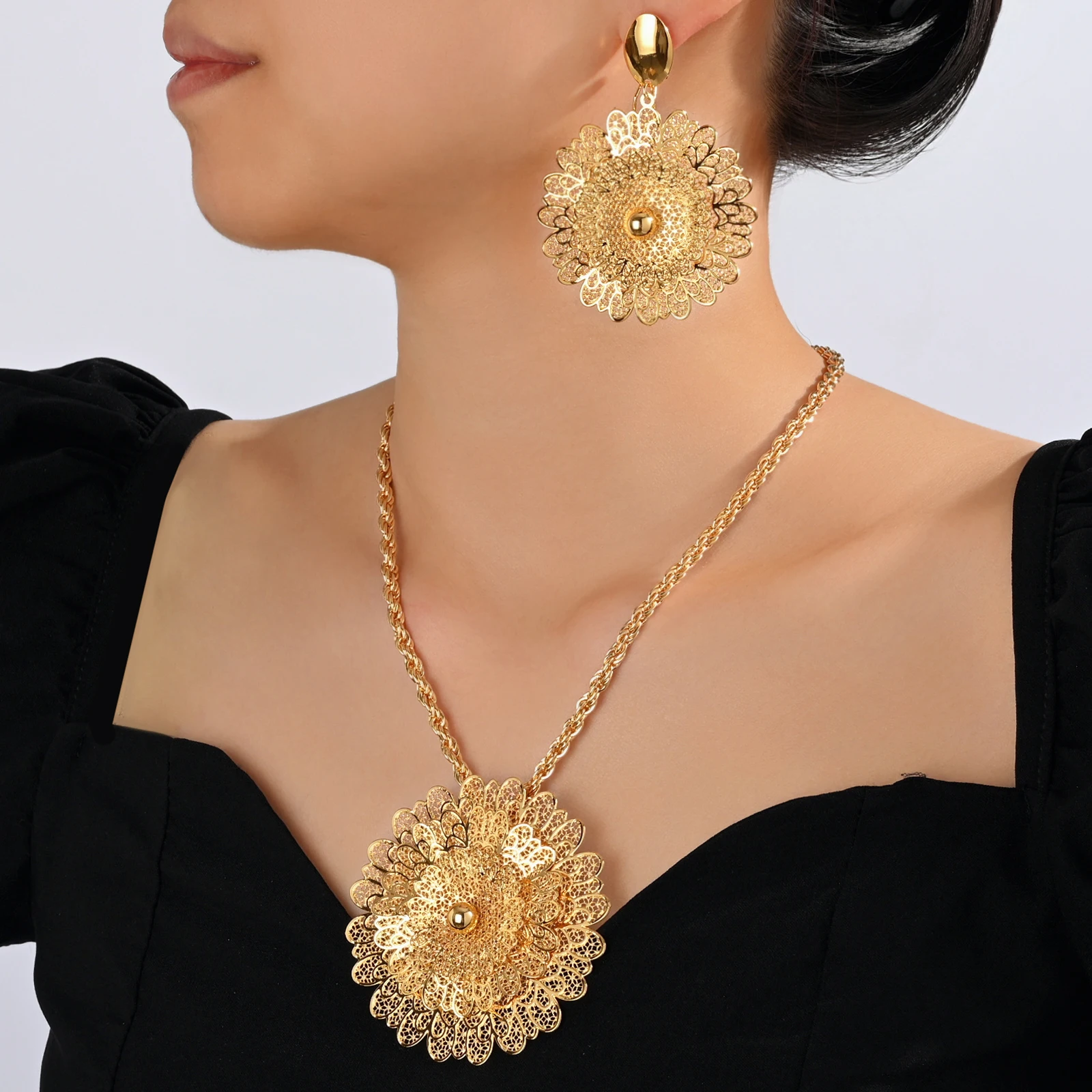 Dubai Fashion Woman Two-piece Set Long Luxury Woman Long Necklace Long Necklace Party Accessories Christmas Gift