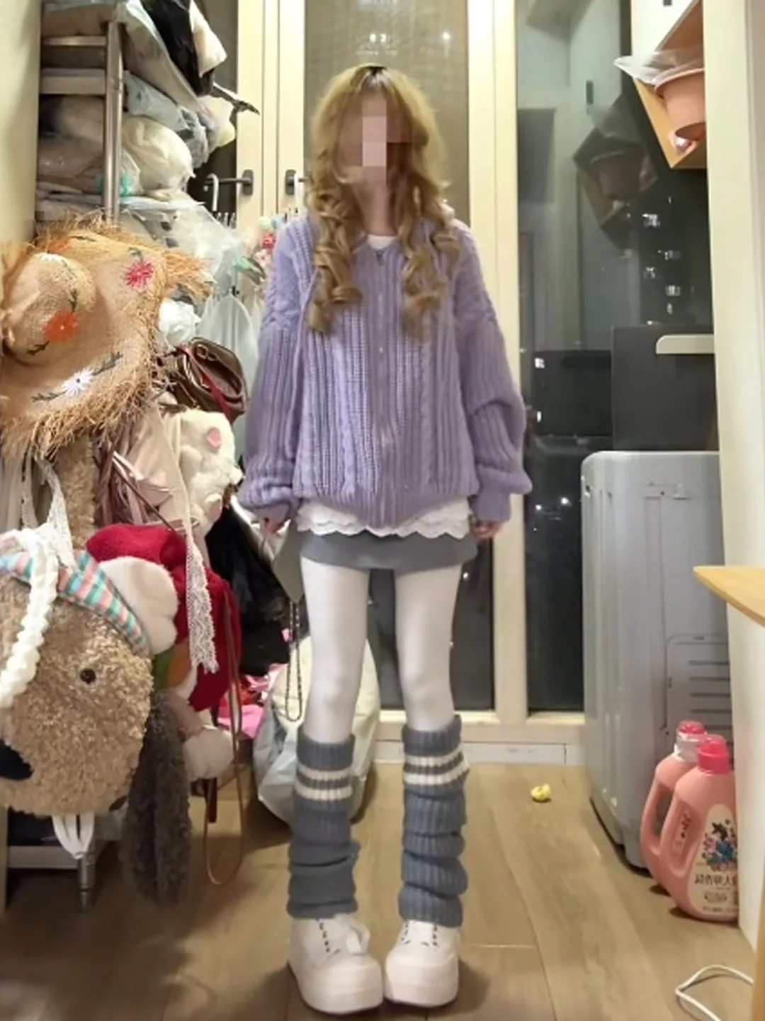 

Уникальный свободный длинный фиолетовый свитер на молнии, весна 2026, модный женский мягкий удобный повседневный универсальный свитер