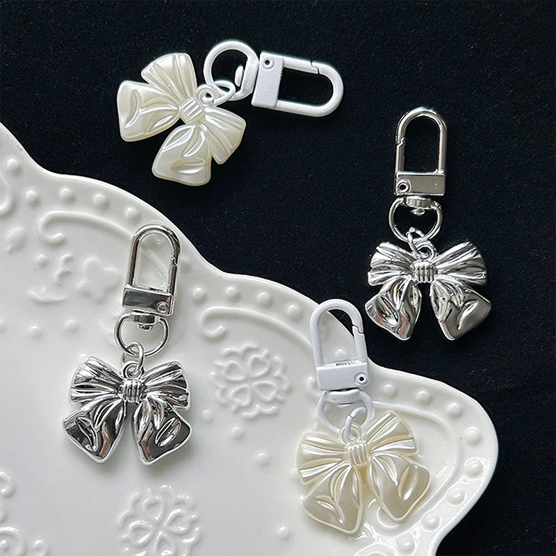 1PC Vintage Bowknot Keyring Simple Style Y2K Bow Keychain Fashion Bag Pendant Backpack Hanging DIY Accessories