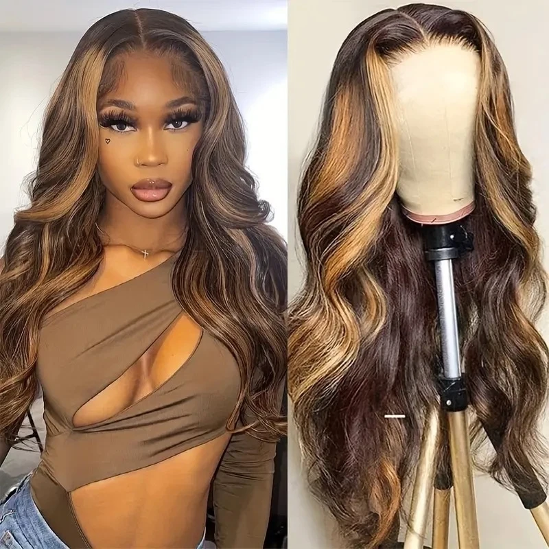 Fashionable in piano color with large waves, African lace front wig