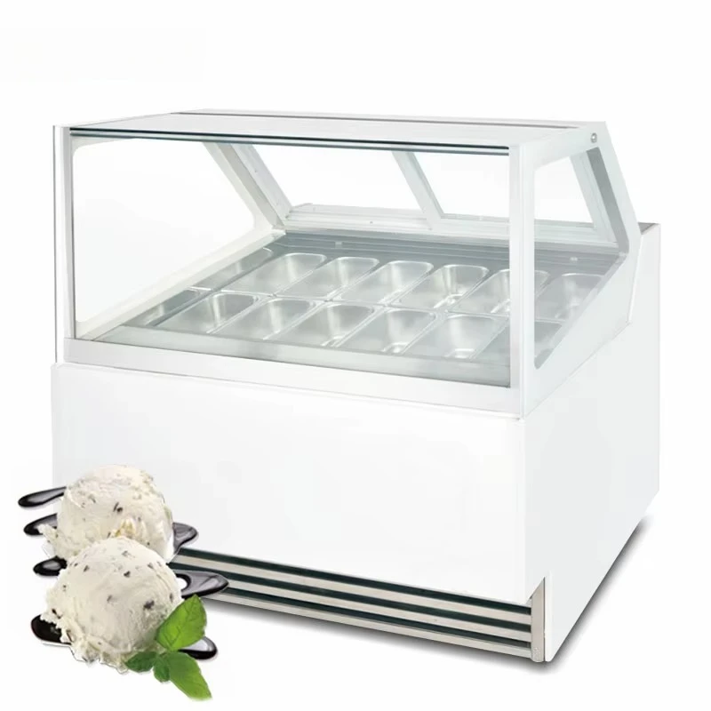 

Commercial Mini Upright Curved Glass Gelato Ice Cream Hard Countertop Display Showcase Freezer for Sale