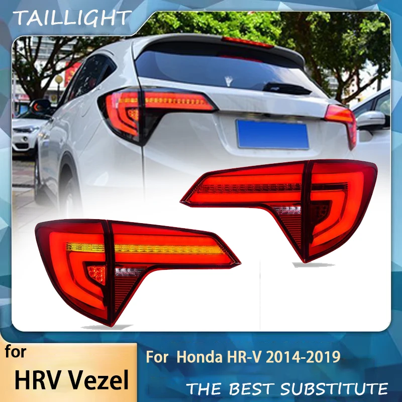 For Honda HRV Tail Lights HR-V Vezel LED 2014-2019 Rear Lamp DRL Signal Brake Reverse auto Accessories Tail Light