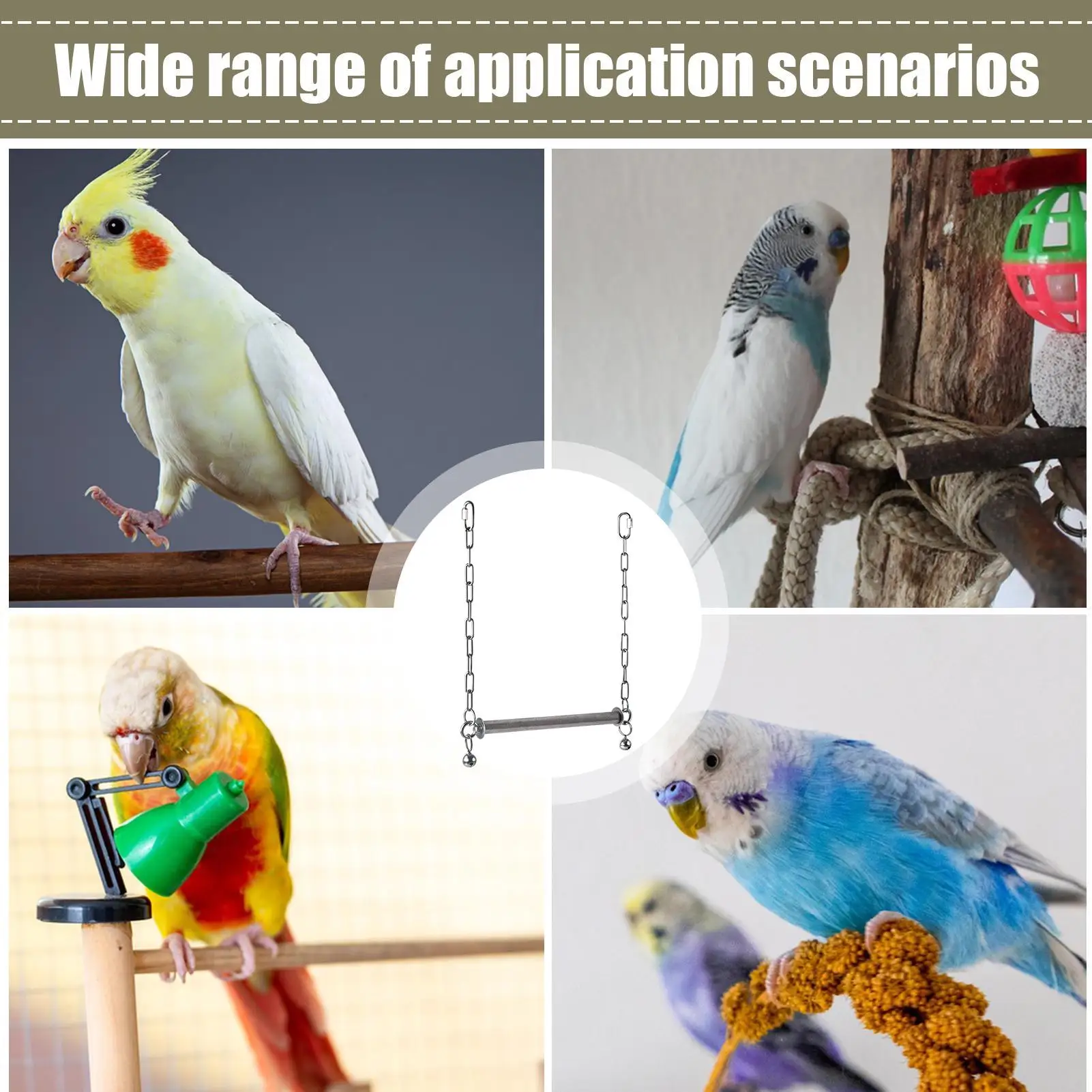 

Bird Swing For Cage Stainless Steel Large Heavy Duty Cage Stand Cockatiel Swing With Bell For Conure Cockatiel Lovebird Canary