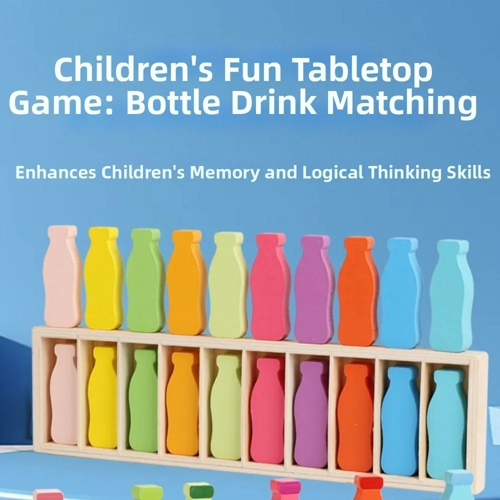 Jogo criativo de pensamento de garrafa, tema de bebidas, interativo montessori, classificação de cores, pensamento inovador, treinamento de memória