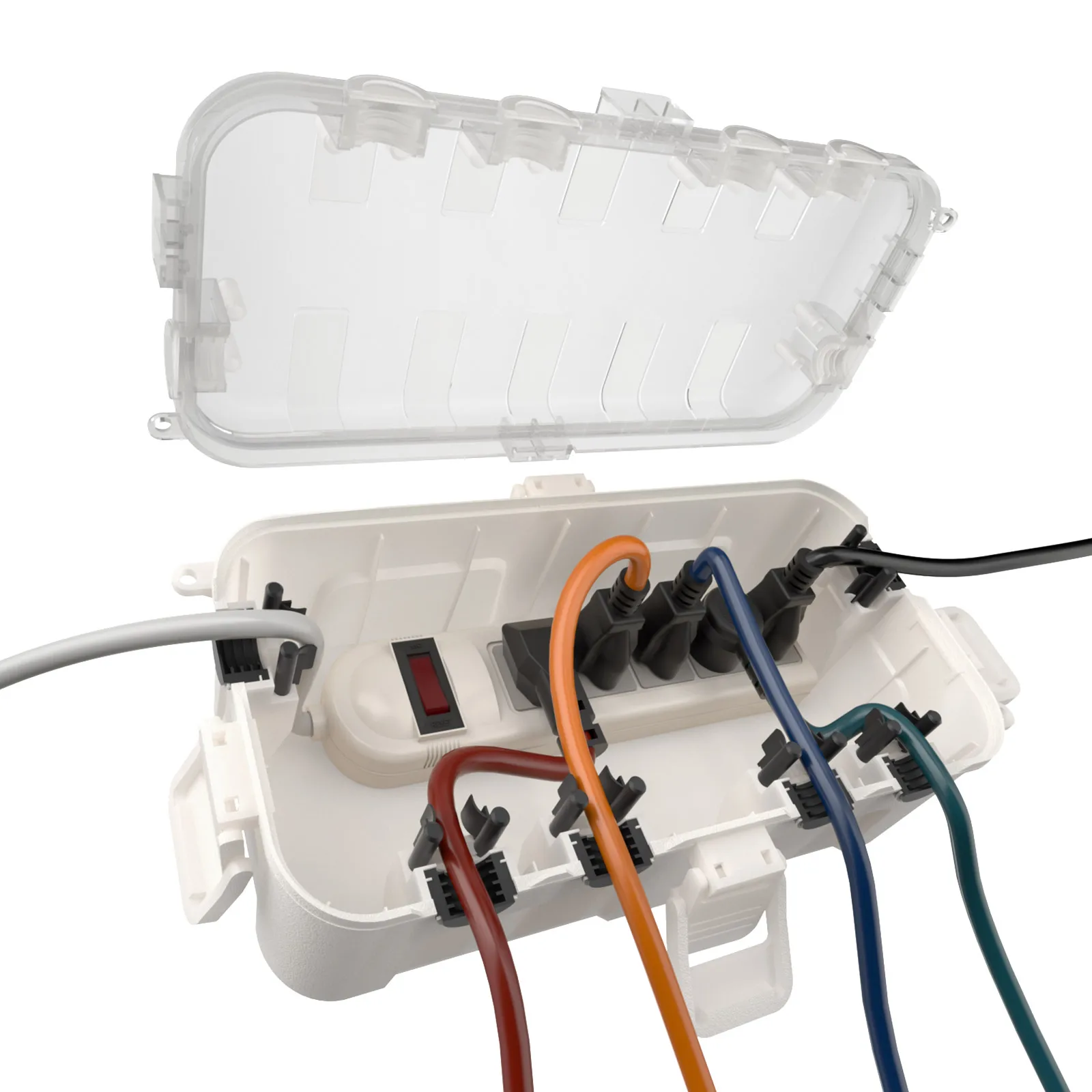 

Всепогодный чехол для удлинителя, средний уличный электрический ящик, водонепроницаемый с прозрачной крышкой IP54 для розетки удлинителя, светильник