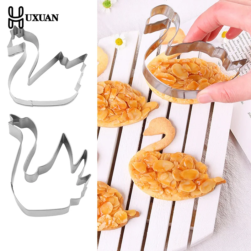 

2 Piece Swan Cookie Cutter Stainless Steel Party Animal Cake Mold Cookie Embossing Cutter 3D Baking Tools Kitchen Supplies