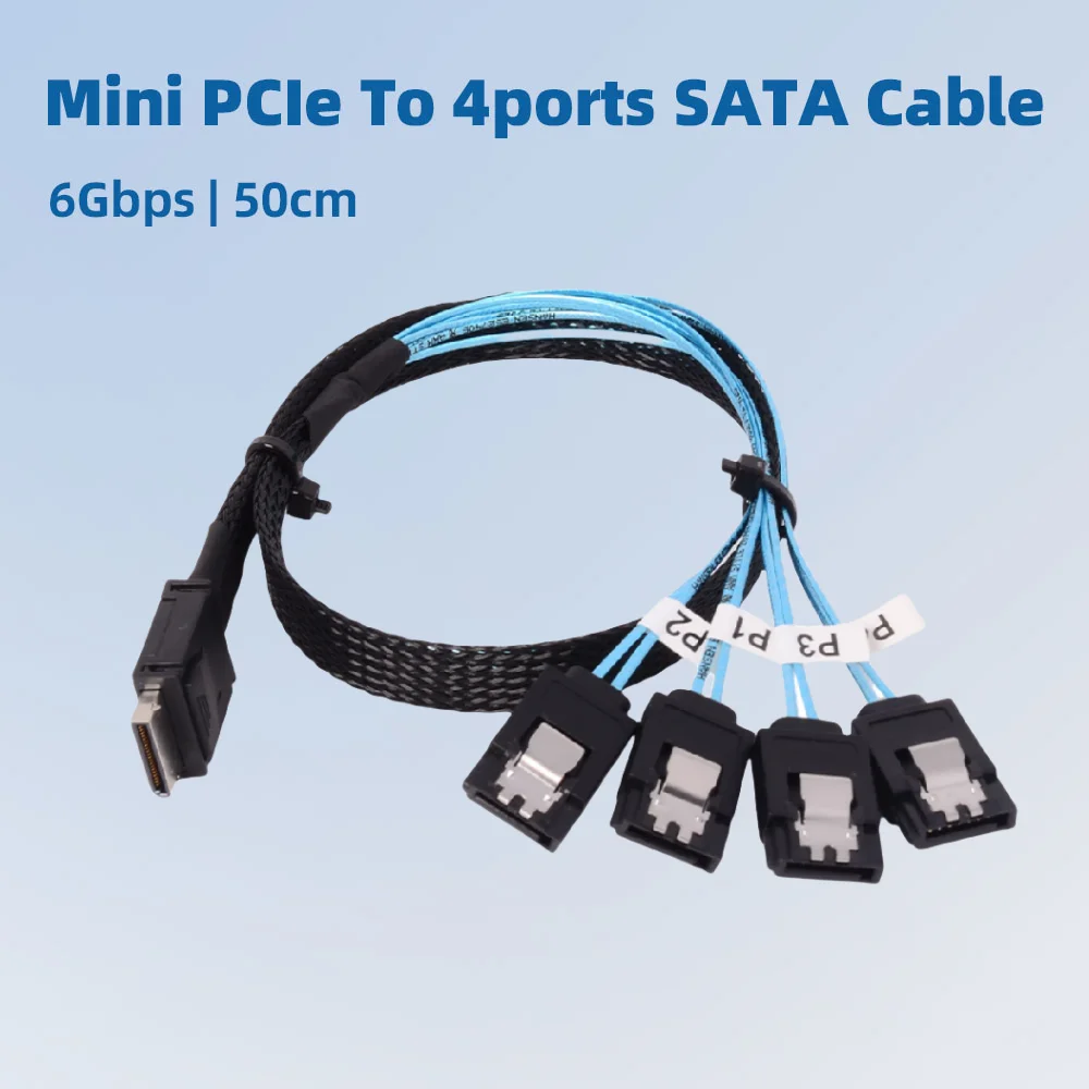 Mini PCIe To 4-port 6Gbps SATA SFF-8612 Cable Riser Expansion Card Straight Through Non Array Card Does Not Support SAS