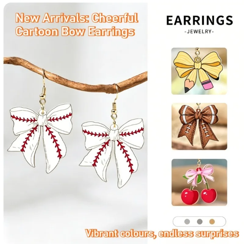 College style bow acrylic earrings women's ins style niche creative earrings