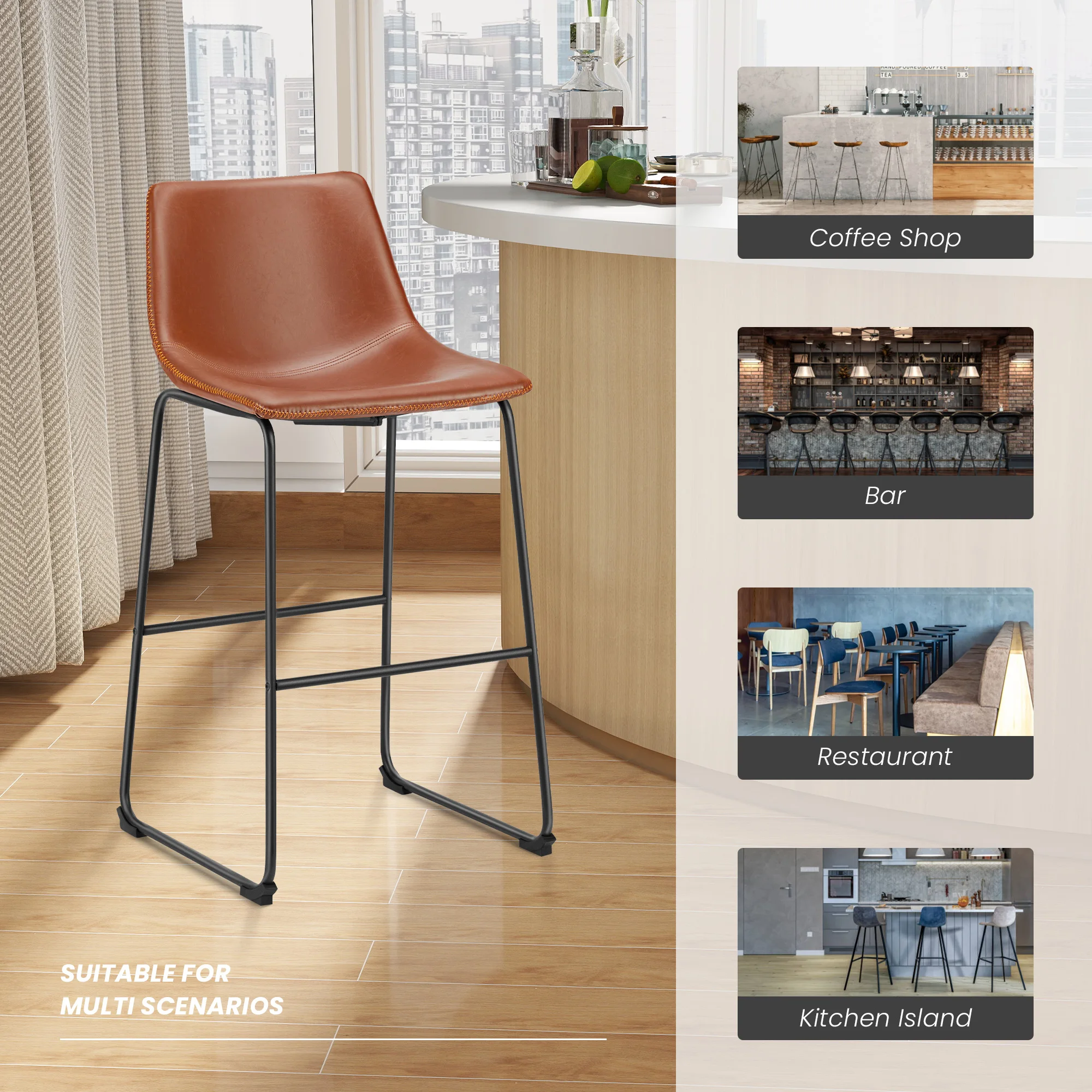 JHKモダンカウンターハイトバースツール2脚セット、背もたれ - Furniture Leg Set のレビューと価格