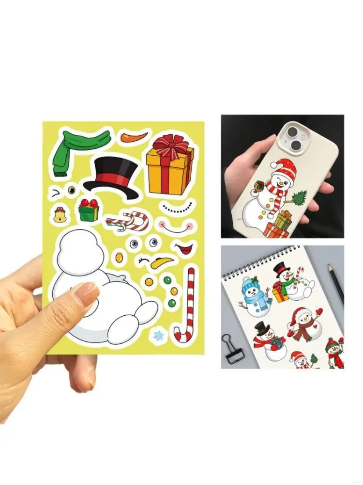 462E Holiday Decoration 24 Snowman Puzzle Stickers PVC Removable Tablet Laptop