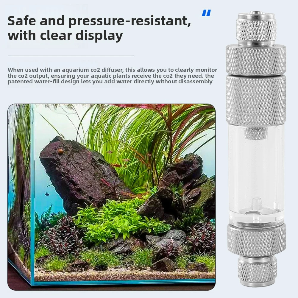 Aquarium  System Regulator Metal Bubble Counter Leakproof Threaded Accurate-CO2 Detection Diagnostics Backflow Prevention
