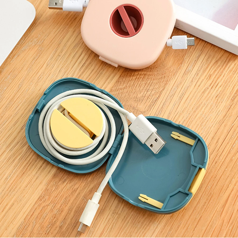 

6pcs Portable Data Cable Storage Box Foldable Charging Organizer Rotating Function Headphone Cord Holder Outdoor Cable Winder