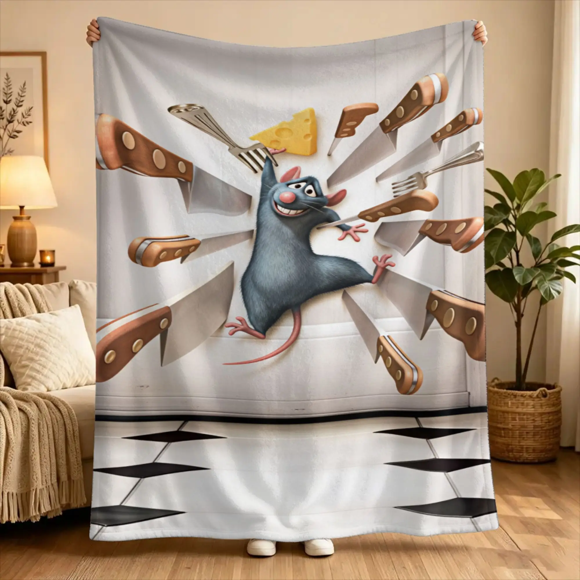Ratatouille Flannel Blanket Anyone Can Cook  Soft Warm Throw Blanket for Home Decor Decorative Bedspread Sofa Bed Cover