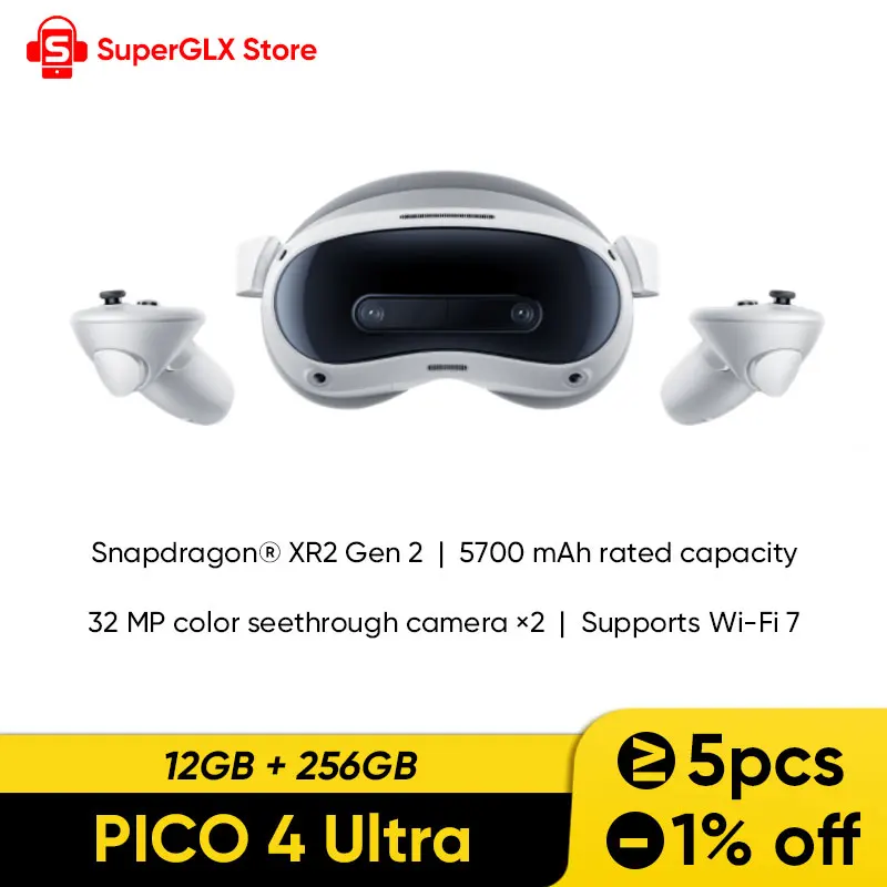 PICO 4 Ultra VR MR Headset 3D Wireless VR Glasses 6DOF Virtual Reality 4K Display for Steam Games Mac Windows Mobile All-in-one