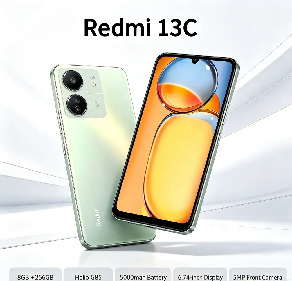 2026 Redmi 13C Smartphone 8GB+256GB Large Storage Space Powerful Performance Practical Convenient Daily‑Use Mobile Phone