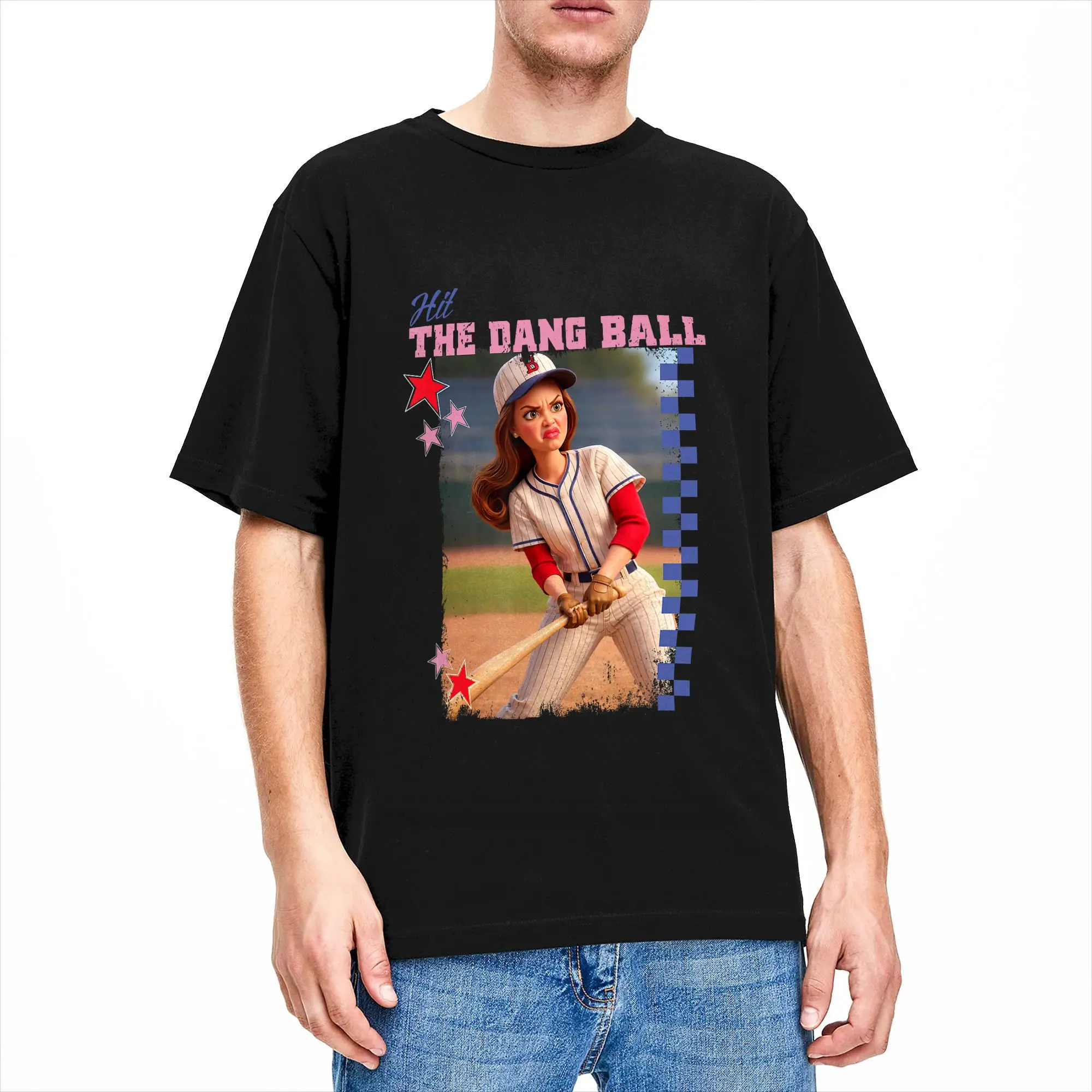 Men Hit The Dang Ball Funny Baseball Mom Softball Doll Face Meme T Shirt Cotton Tops Vintage Short Sleeve Tees Summer T-Shirt