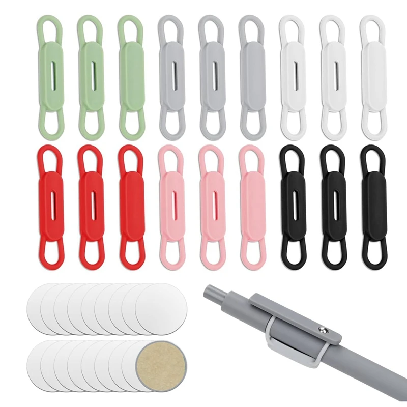 

18Pcs Magnetic Pen Pencil Holder, Adjustable Silicone Magnetic Marker Holder & Stainless Steel Patches Pen Organizer Durable