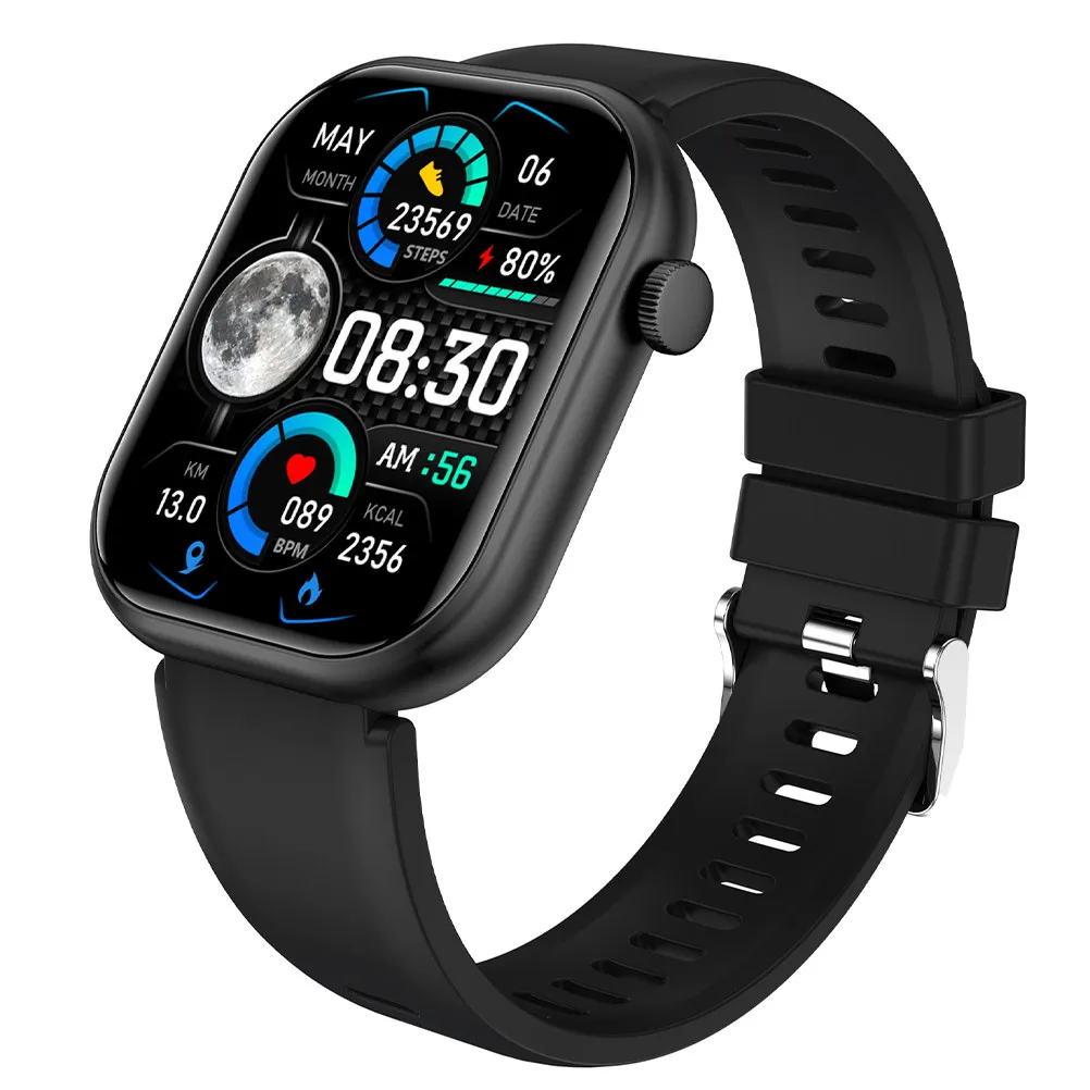 スポーツモニタリングスマートウォッチ-大画面フィットネスウォッチ-リアルタイム心拍数モニター-電話通知-アクティビティトラッカー