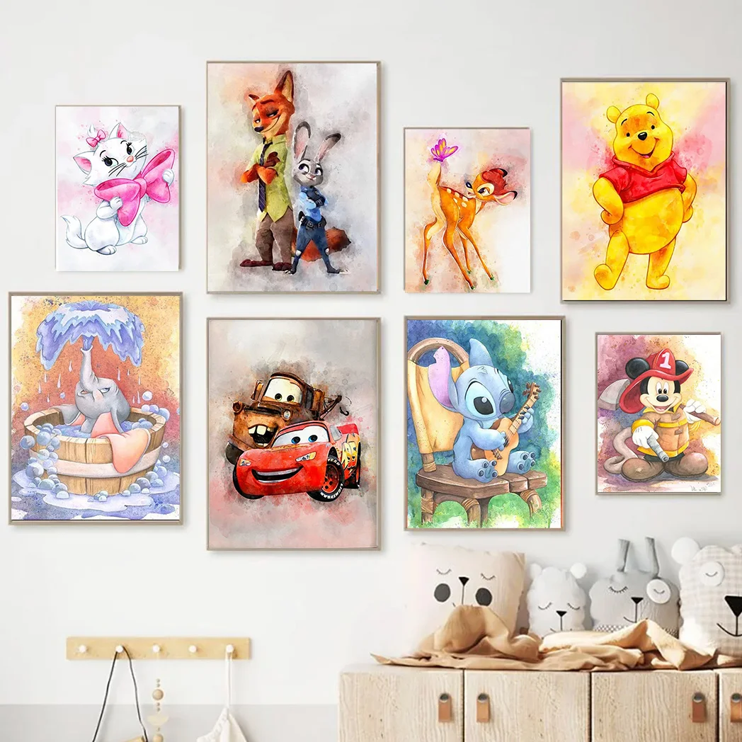 MINISO Disney Cartoon Winnie the Pooh Tigger Wall Art Poster Canvas Painting For Living Room Decoration Children's Room Picture