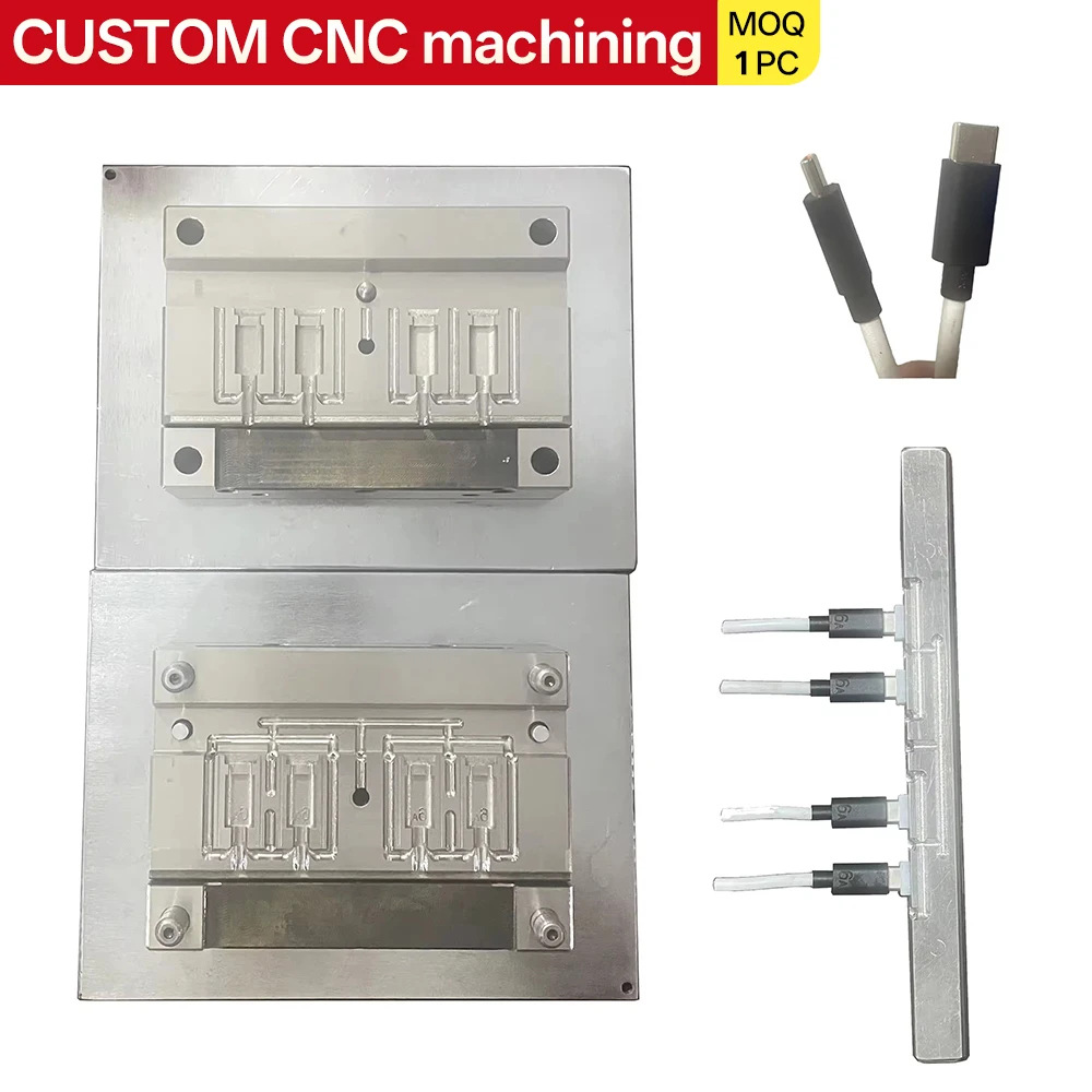 Custom 4-Cavity USB Injection Molded Plastic Small Vertical USB Type-C Cable Mold Injection Mold Manufacturer Providing Design