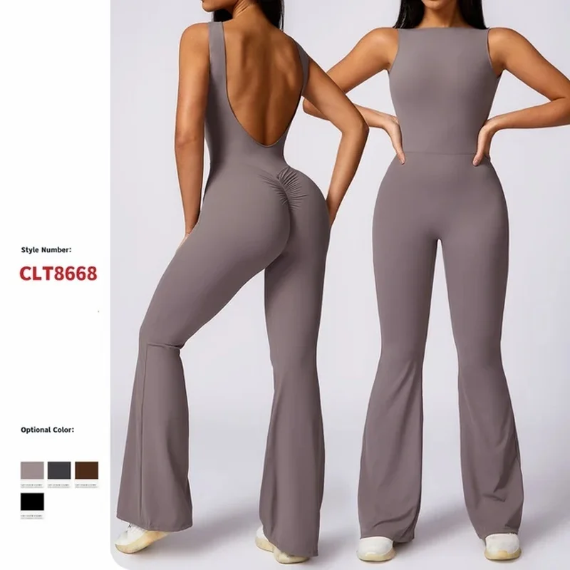 

Sexy V Back Jumpsuit Gym Set Women Sports Jumpsuit Women Training Yoga Suit Fitness Rompers Stretch Workout Bodysuits Sportswear