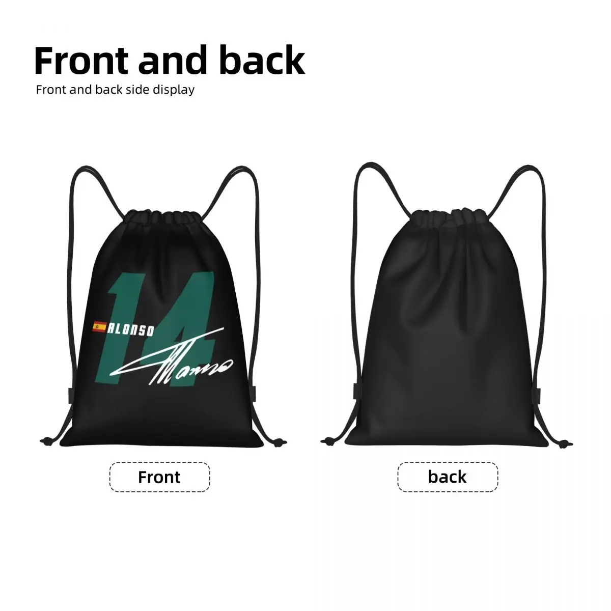 Alonso 14 Signature Number Drawstring Bags Portable Gym Sports Sackpack F-1 Sport Car Racing Training Storage Backpacks