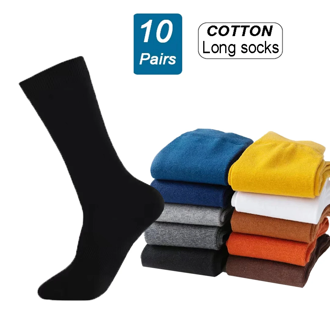 

10Pairs New High Quality Autumn Business Long Socks Men's Winter Warm Cotton Socks Male Happy Colorful Socks For Man Dress Gift