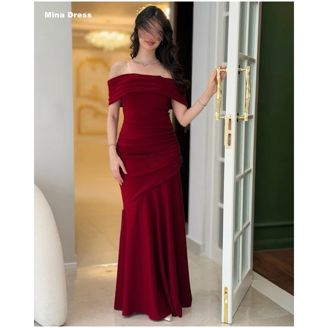

Mina Customized Date Red Evening Dresses for Special Occasions Backless One Shoulder Women's Evening Dress Sleeveless Prom Party
