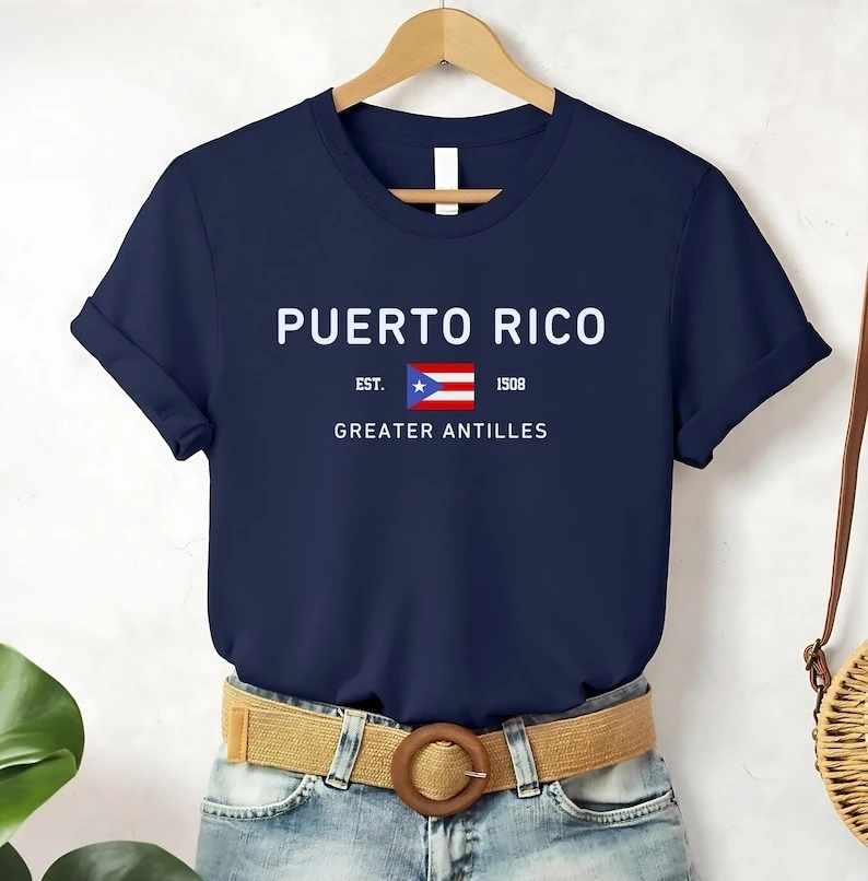 PUERTO RICO T-Shirt Greater Pride Travel Souvenir Heritage Letters Print High Quality Cotton Tops Tee Shirt Short Unisex Shirts