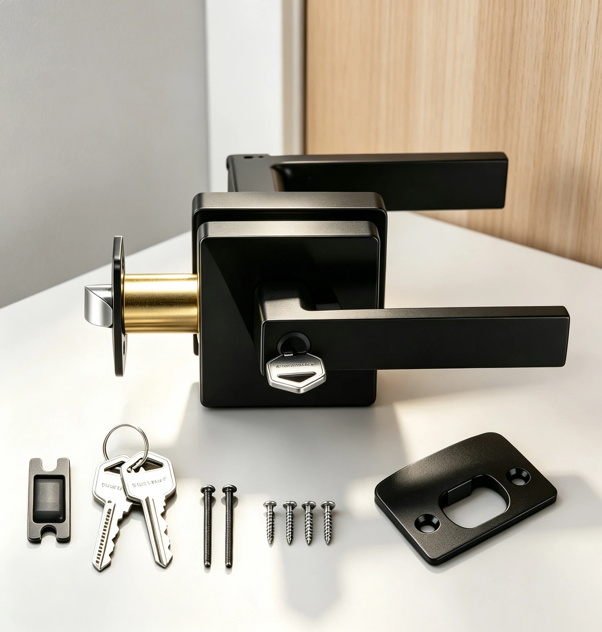 American Style Heavy Duty Lever Lock with Key Rustproof Aluminum Matte Black Finish Interior/Exterior Use for Home Office Bathro