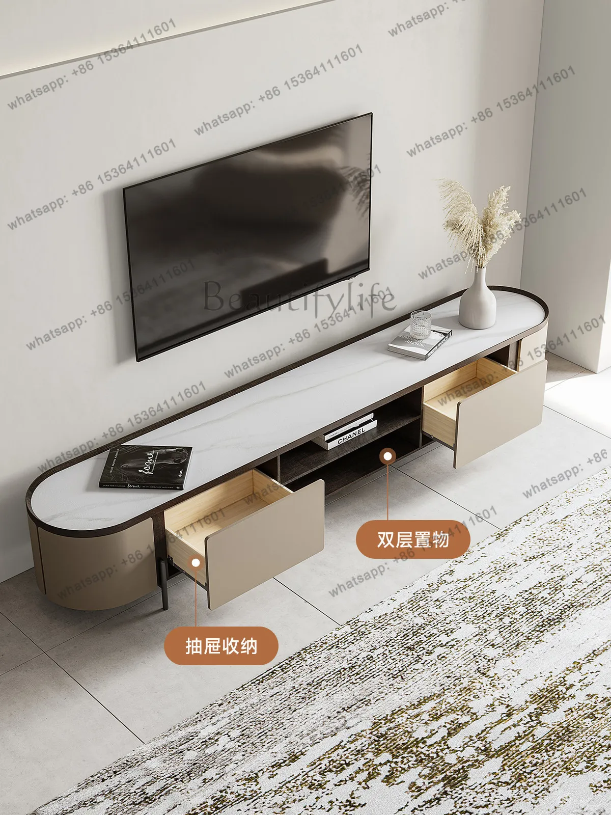 HOT minimalist rock panel TV cabinet simple modern coffee table 2026 new combination floor cabinet