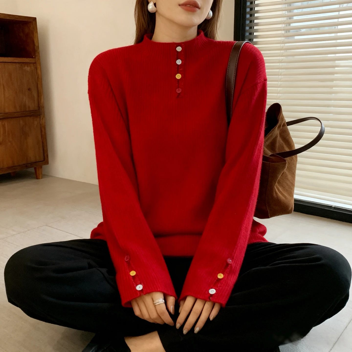 

Женский вязаный свитер больших размеров Long Sve Thiened f с высоким воротником, свободный крой, осень-зима, новый Sle, повседневный, удобный...