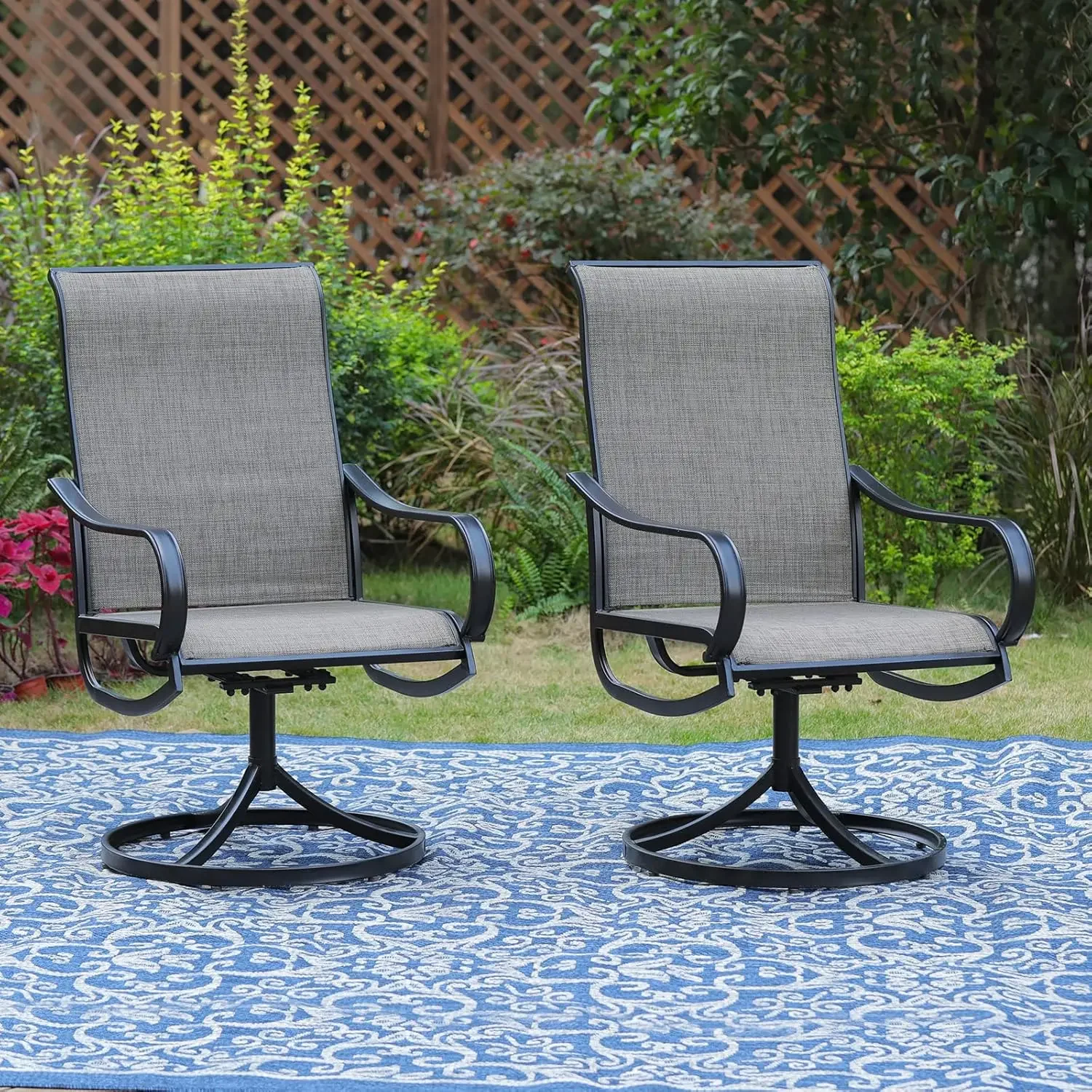 

Patio Chairs All Weather Patio Dining Chairs Set of 2 Swivel Patio Chairs Textilene High Back