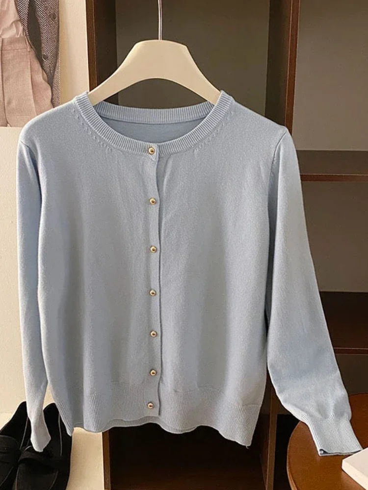 2025 레트로 싱글 브레스티드 여성 캐주얼 솔리드 긴팔 니트 스웨터 가을 겨울 신상 카디건 여성 상의
