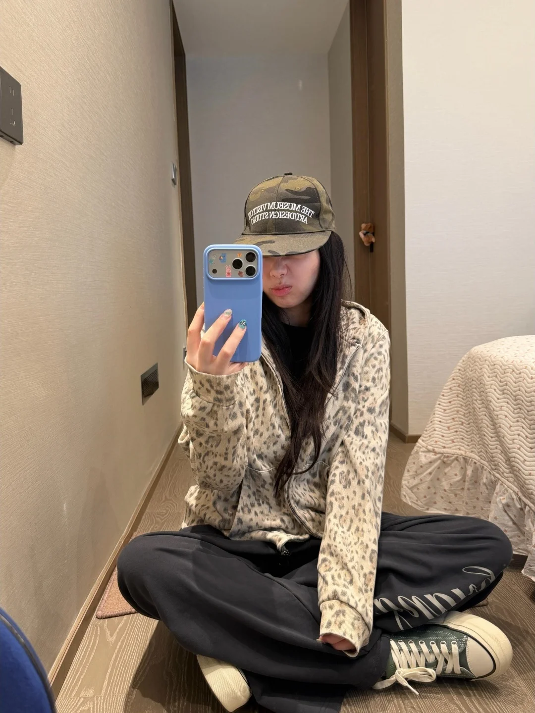 Retro American Leopard Print Washed Zipper Hoodie Women's Early Autumn Loose Casual Short Cardigan Jacket Casual Style