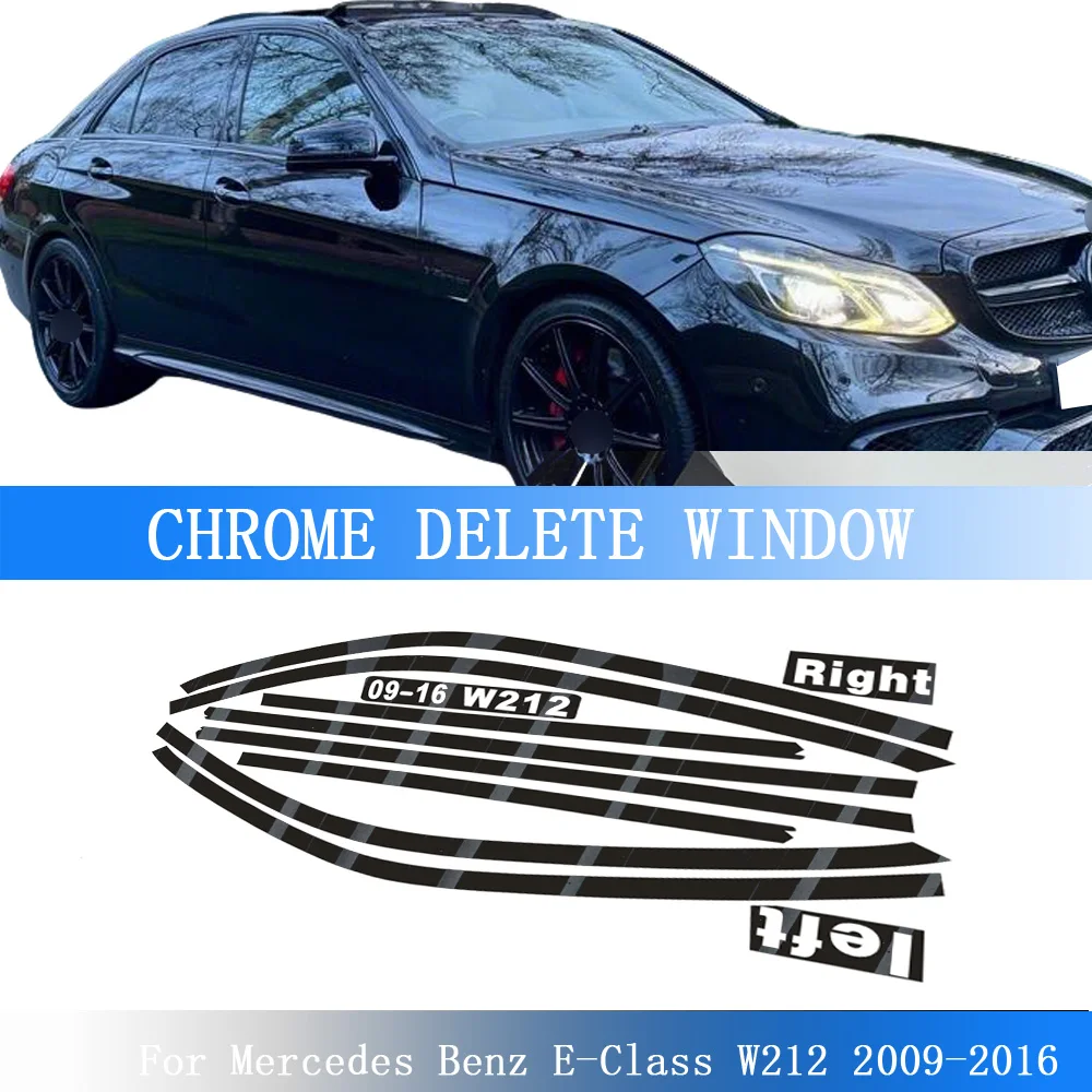 

Наклейка-накладка Chrome Delete Blackout для окон Mercedes-Benz E-Class W212 2009-2016, глянцевая черная