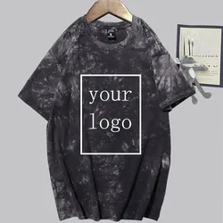 Custom T Shirt Diy Logo Image Print Customized Sportswear Casual Men Women Short Sleeve Tie Dye T-Shirts Tops